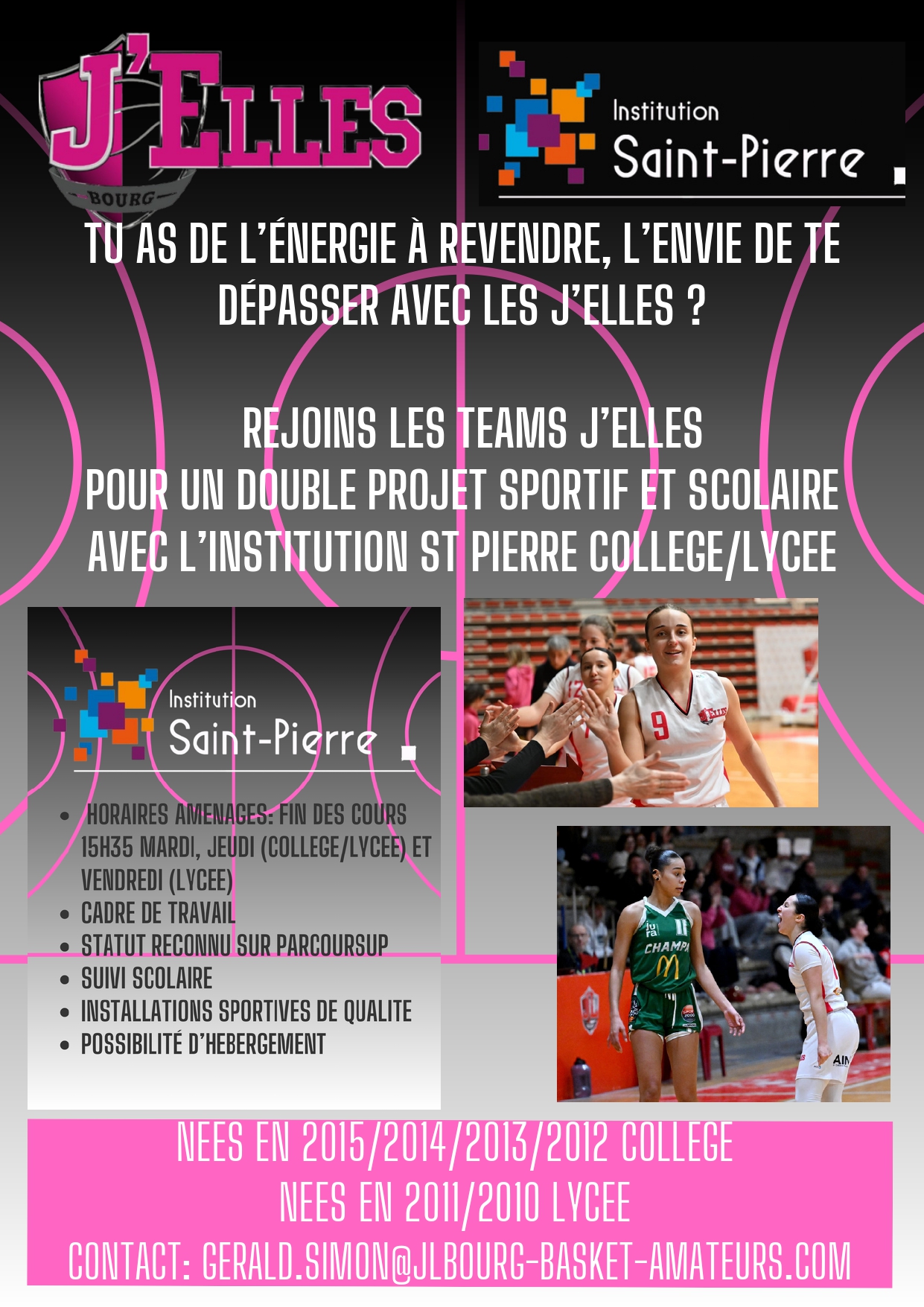 J&rsquo;ELLES : PROJET SPORTIF & SCOLAIRE – JL BOURG ASSO ET L&rsquo;INSTITUTION SAINT-PIERRE